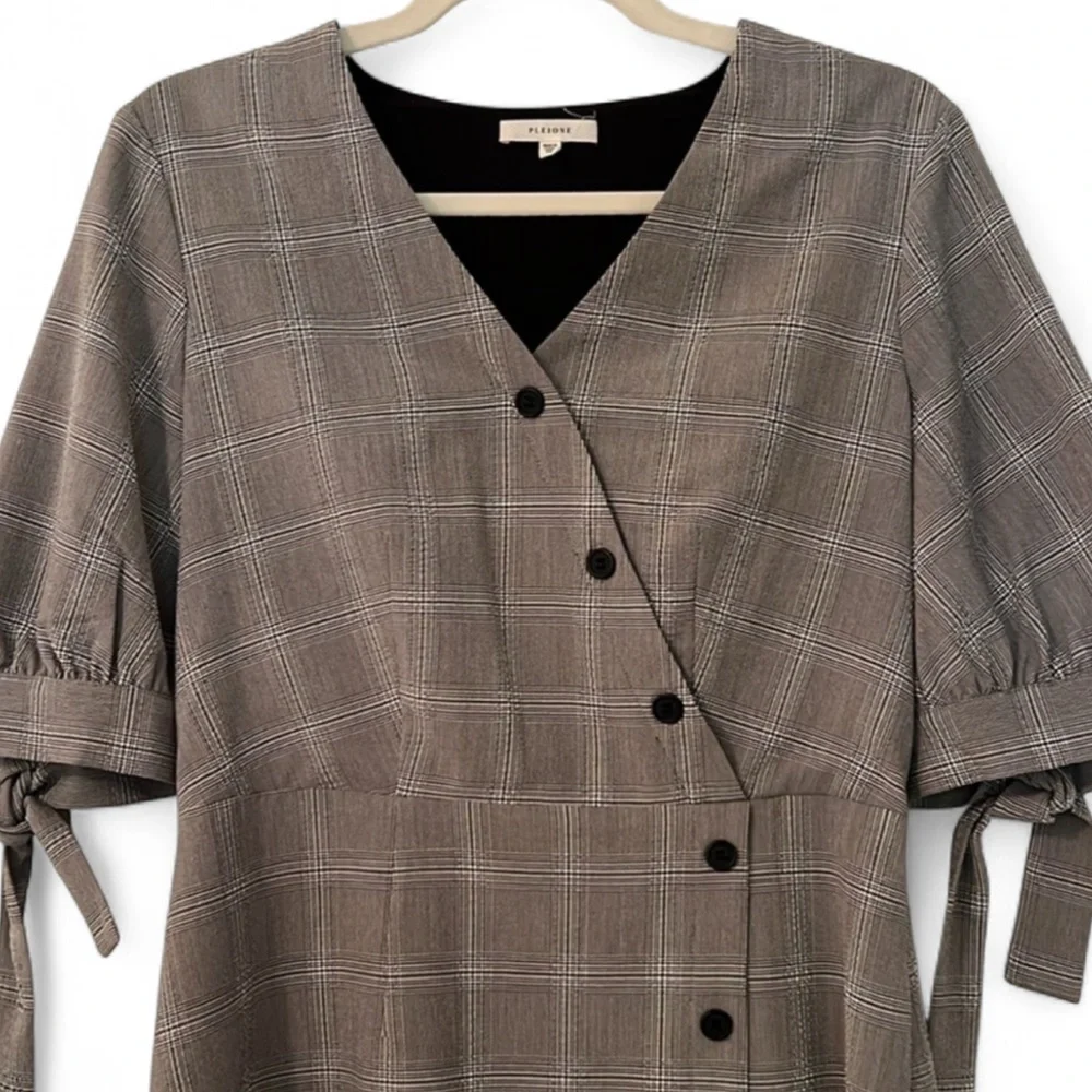 Pleione Gray Glen Plaid Dress XS - Picture 7 of 12